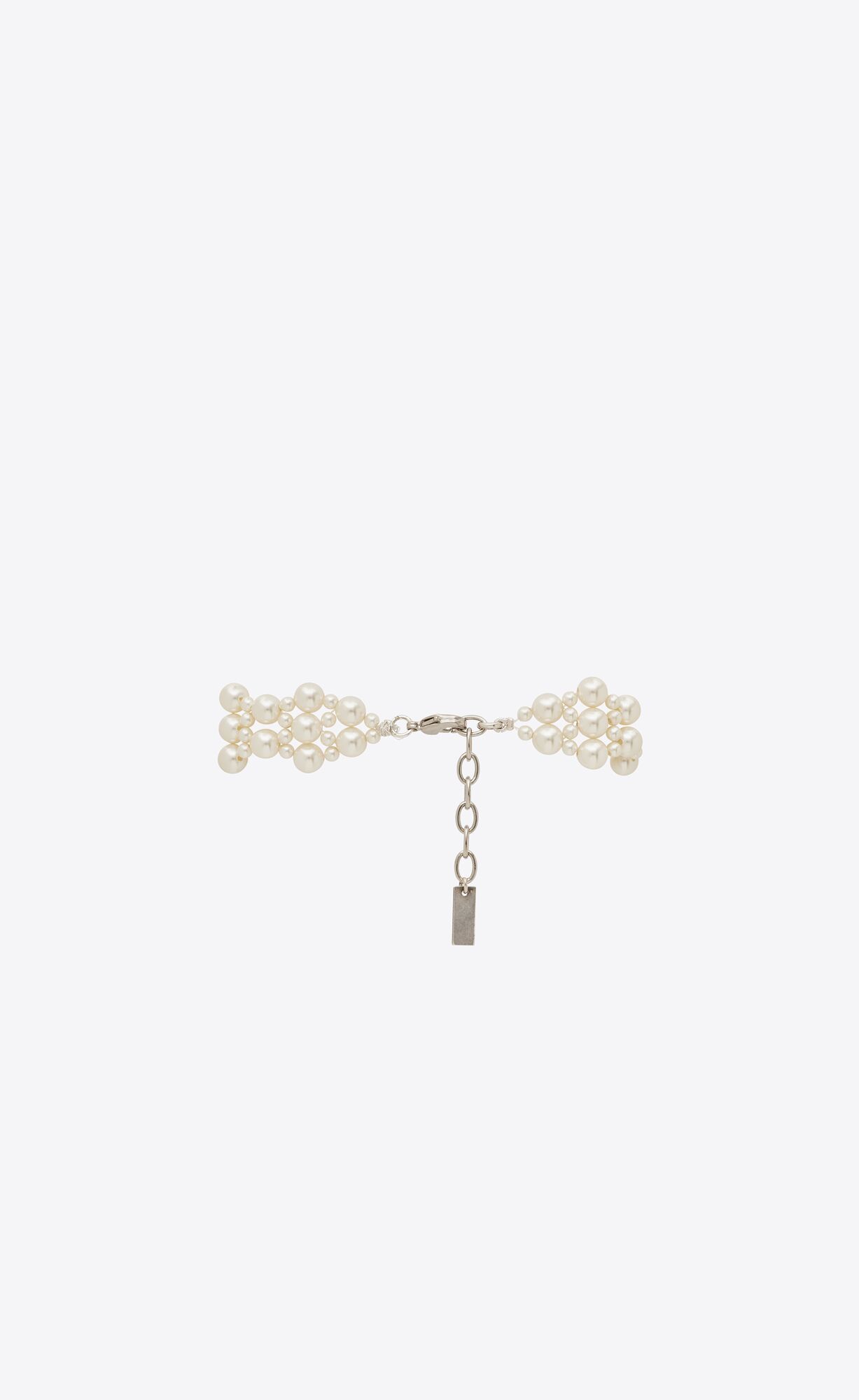 YSL Alternating Pearls Bracelet In Metal Strieborne Krém | 53421-AVMP