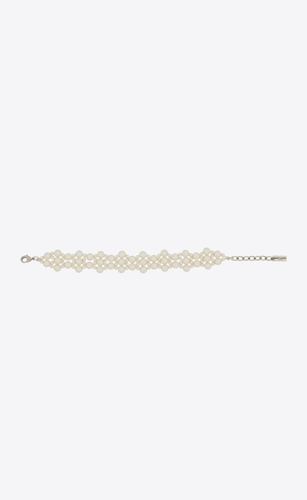 YSL Alternating Pearls Bracelet In Metal Strieborne Krém | 53421-AVMP