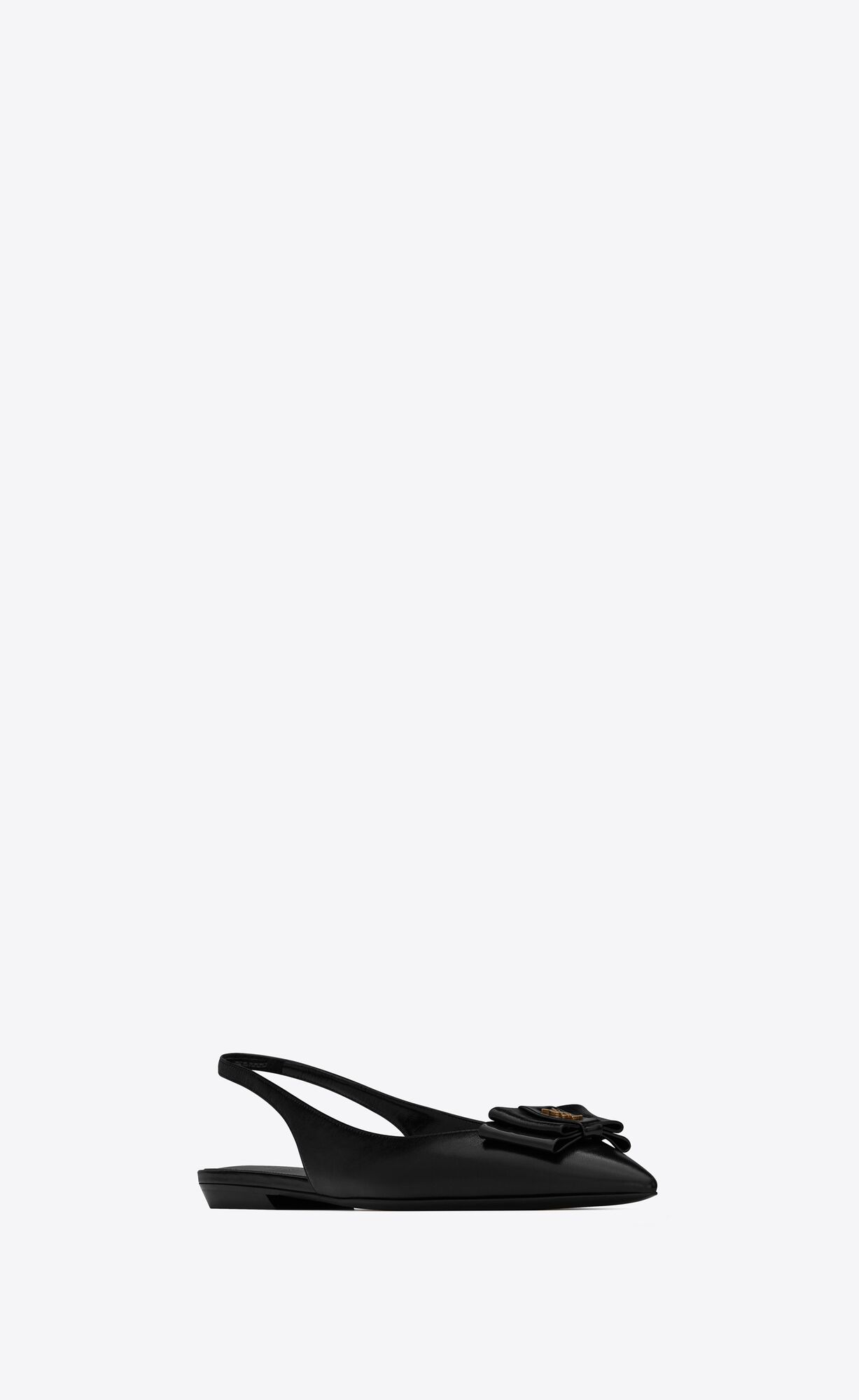 YSL Anaïs Slingback Flats In Smooth And Lakovane Kozene Čierne Námornícka Modrá | 29350-DMYN