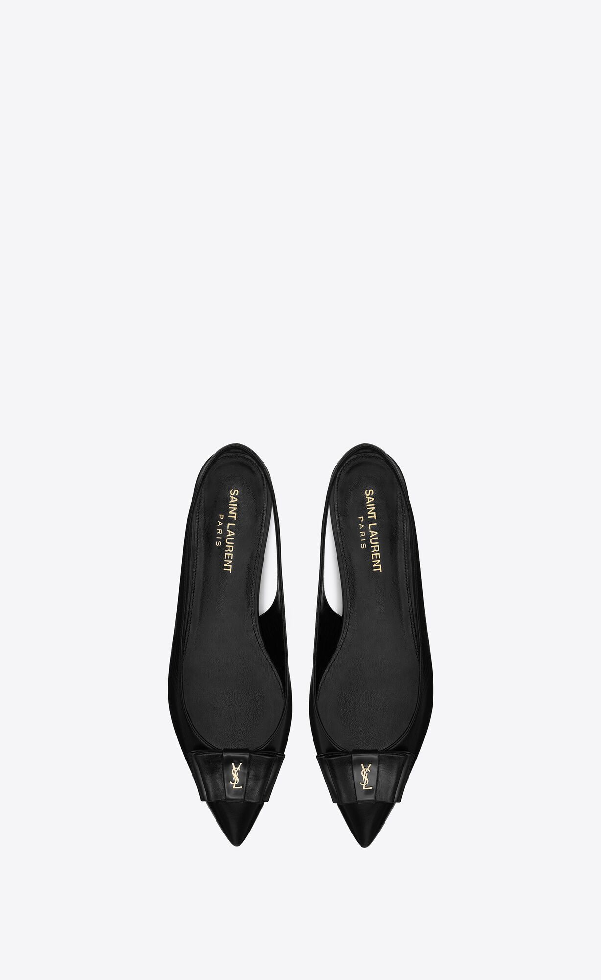 YSL Anaïs Slingback Flats In Smooth And Lakovane Kozene Čierne Námornícka Modrá | 29350-DMYN