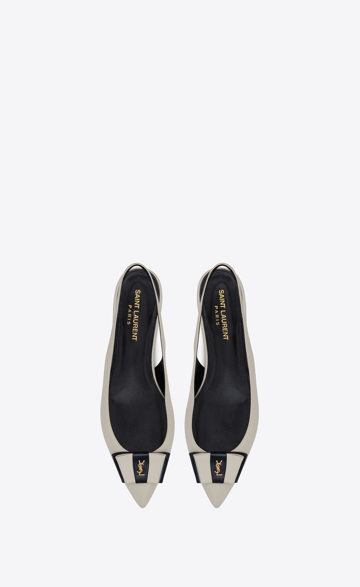 YSL Anaïs Slingback Flats In Smooth And Lakovane Kozene Námornícka Modrá | 54237-PFTY