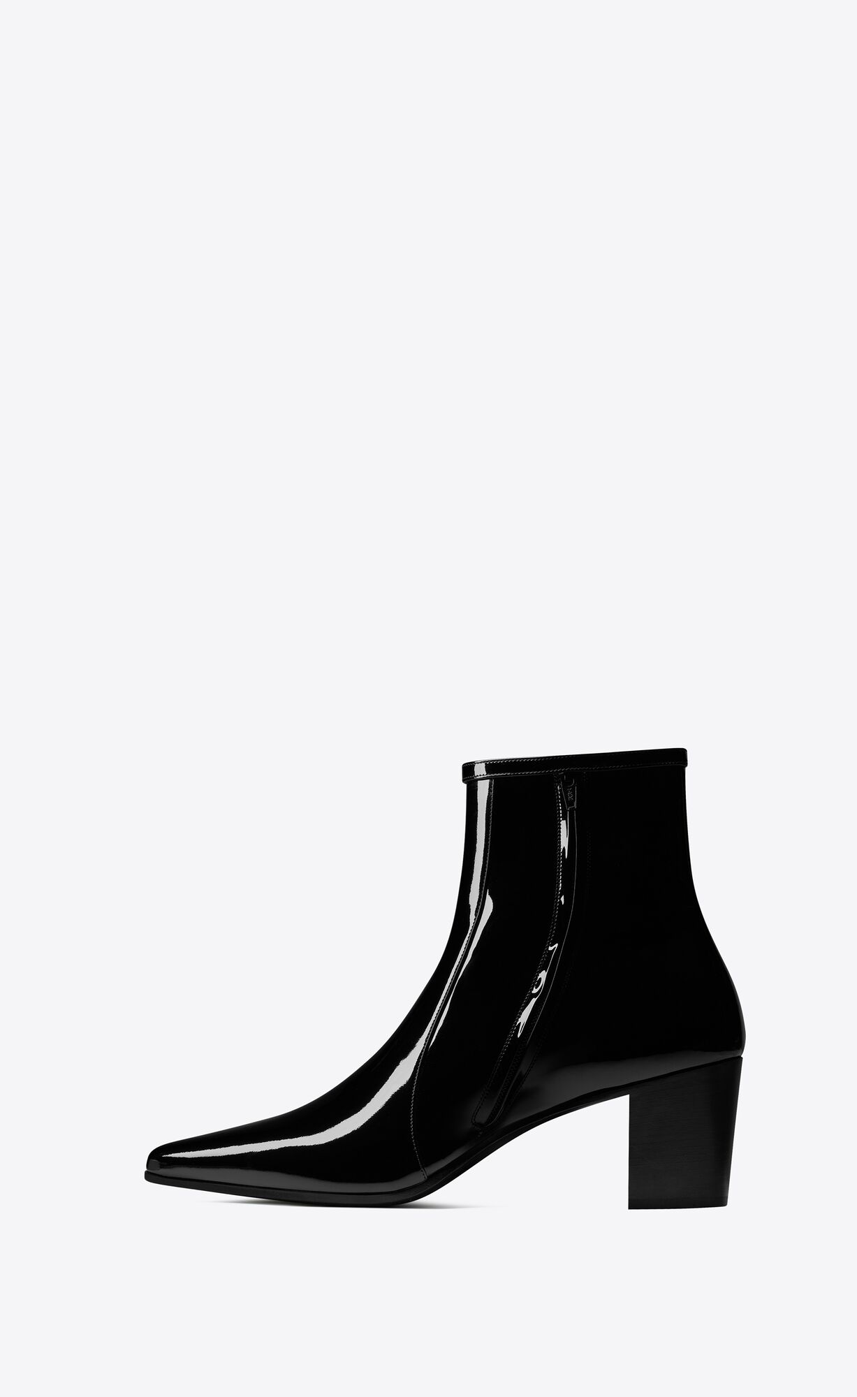 YSL Arsun Zipped Boots In Lakovane Kozene Čierne | 16294-CMXY