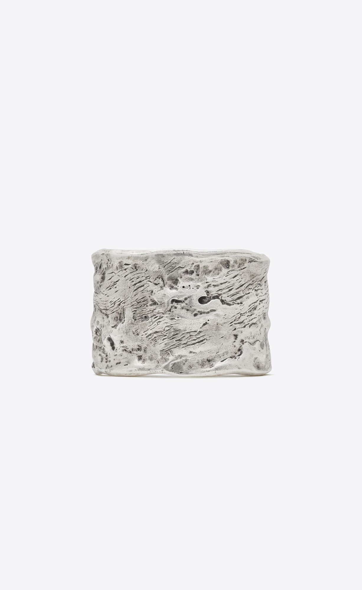 YSL Arty Textured Cuff Bracelet In Metal Strieborne | 85720-PIBD