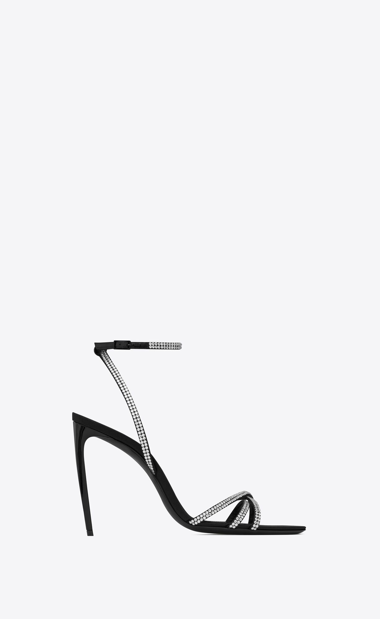 YSL Ava Sandals In Crepe Satin With Rhinestones Čierne | 43526-GRTS