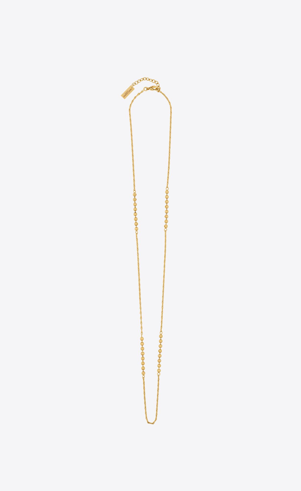 YSL Ball And Wheat Chain Necklace In Metal Zlate | 16409-MBGD