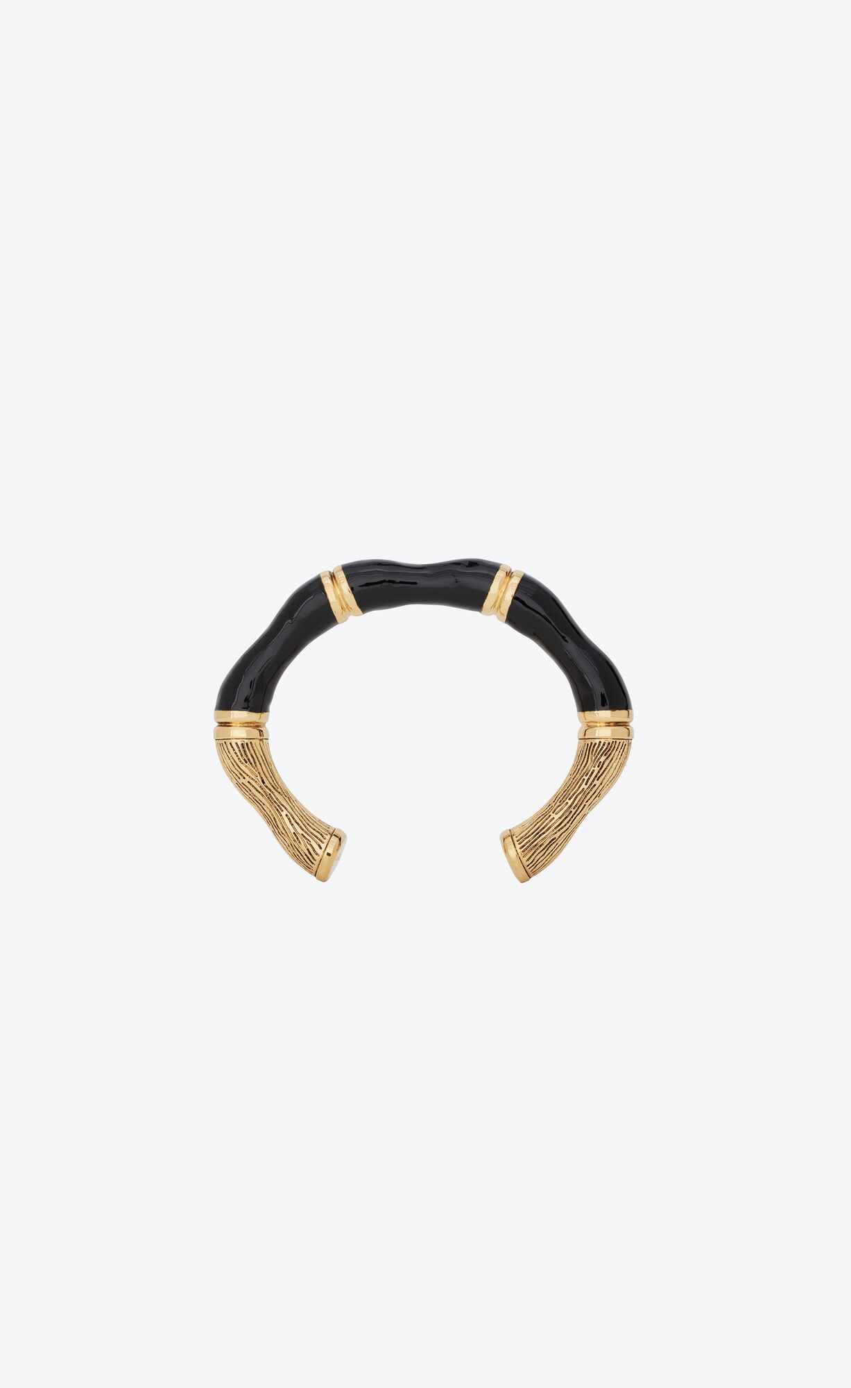 YSL Bamboo Open Cuff Bracelet Zlate Čierne | 13678-XETC