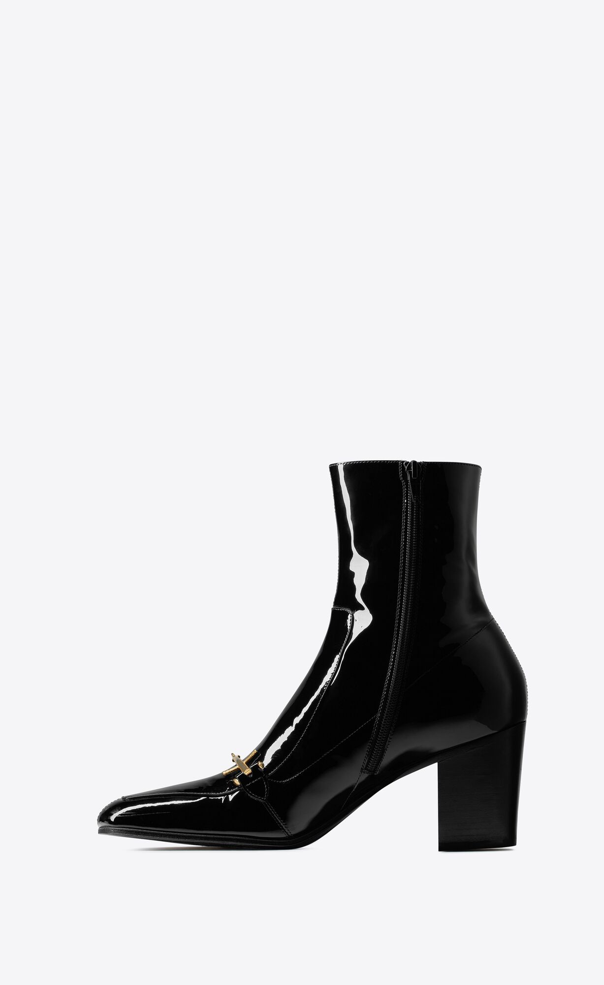 YSL Beau Boots In Lakovane Kozene Čierne | 57391-XZEG