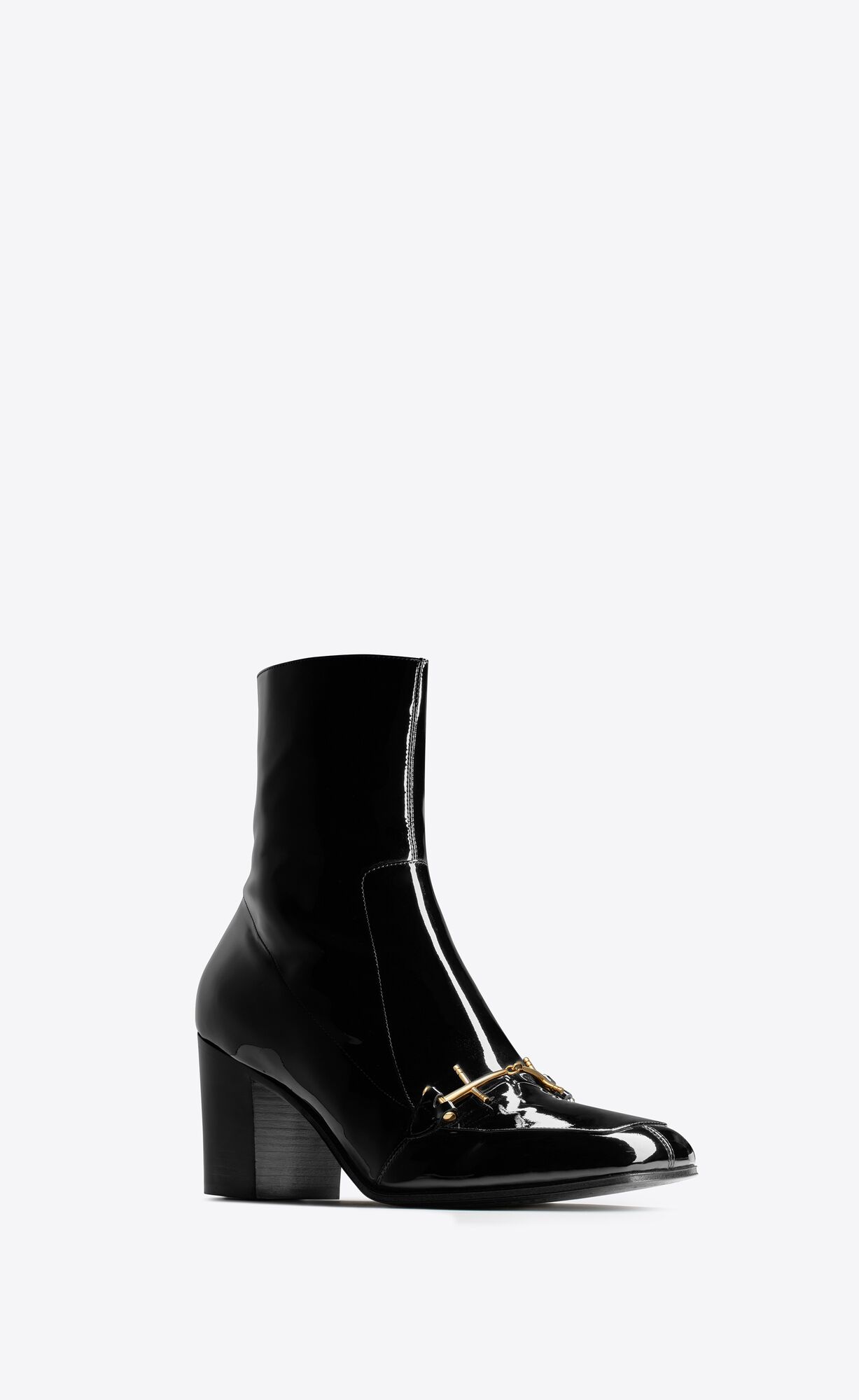 YSL Beau Boots In Lakovane Kozene Čierne | 57391-XZEG