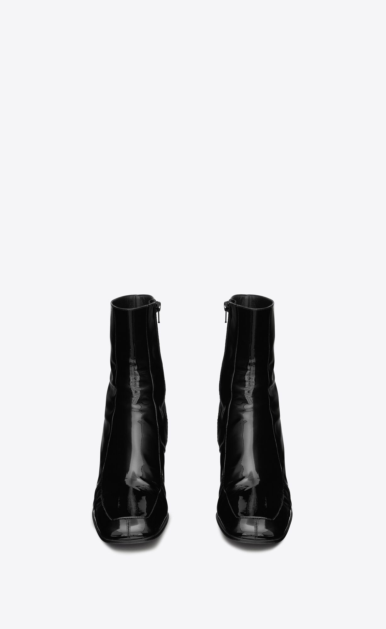 YSL Beau Zipped Boots In Lakovane Kozene Noir | 06574-GCVI