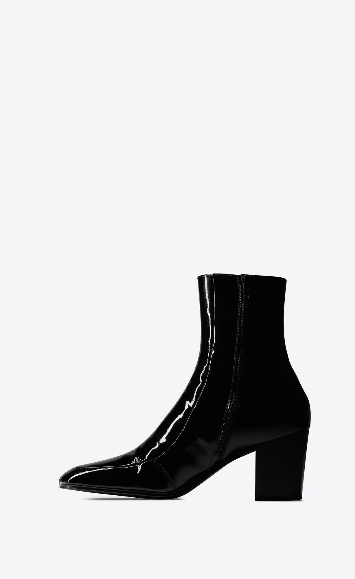 YSL Beau Zipped Boots In Lakovane Kozene Noir | 06574-GCVI