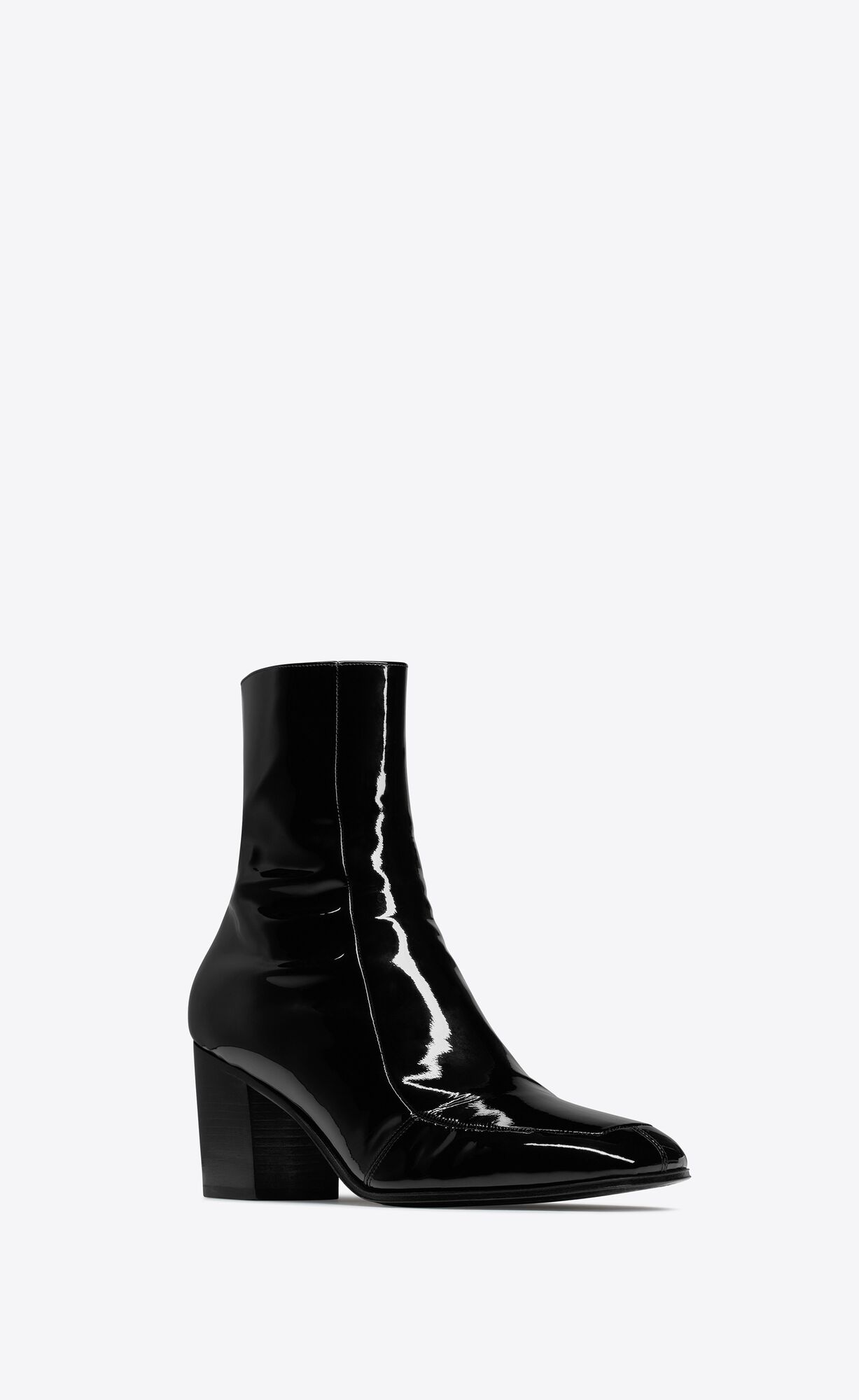 YSL Beau Zipped Boots In Lakovane Kozene Noir | 06574-GCVI