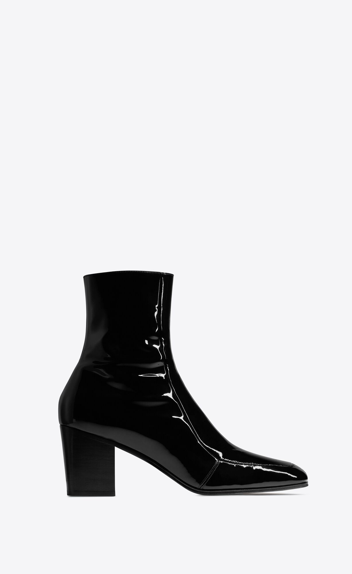 YSL Beau Zipped Boots In Lakovane Kozene Noir | 06574-GCVI