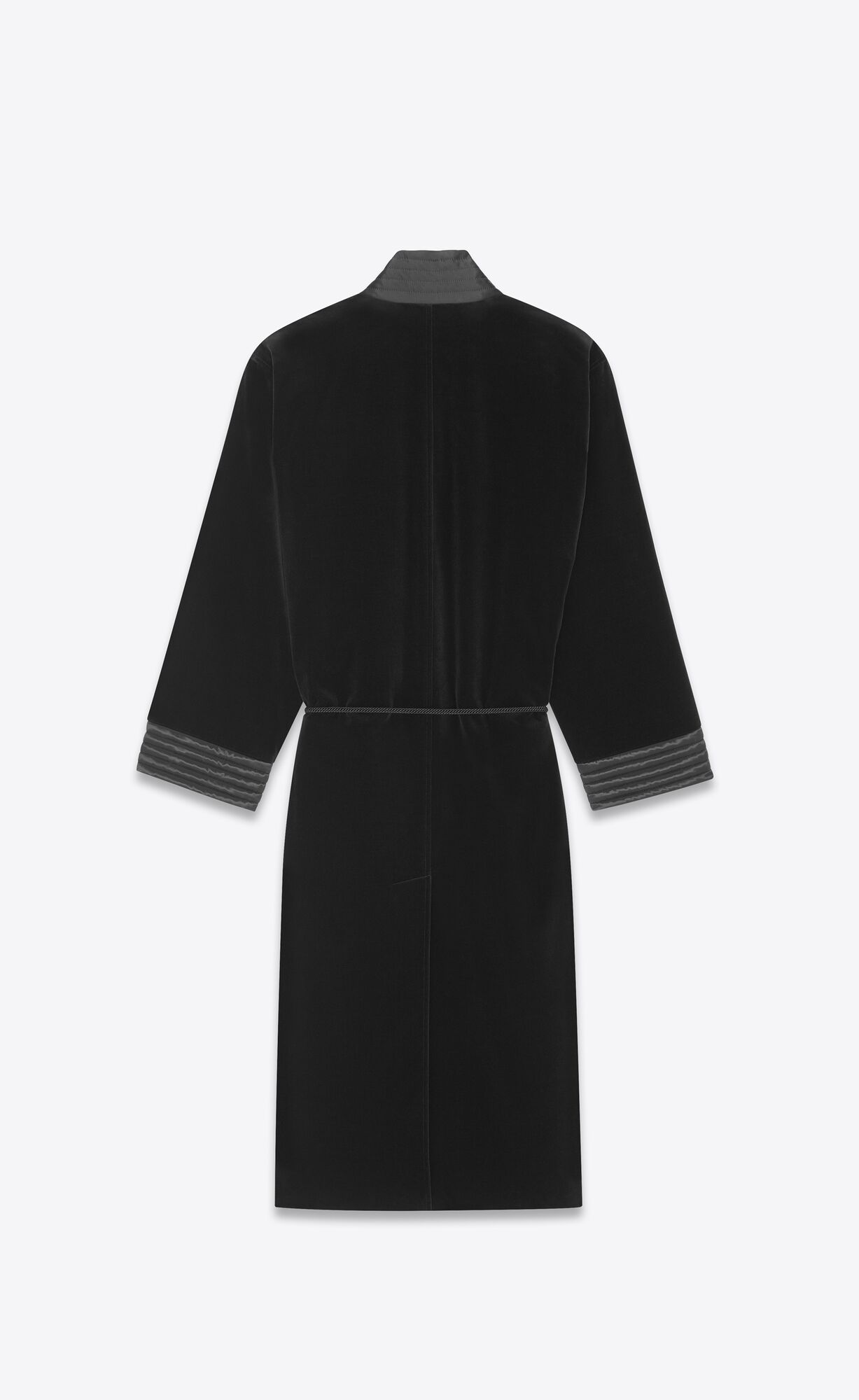 YSL Belted Coat In Velvet Bavlnene Čierne | 21348-VFZS