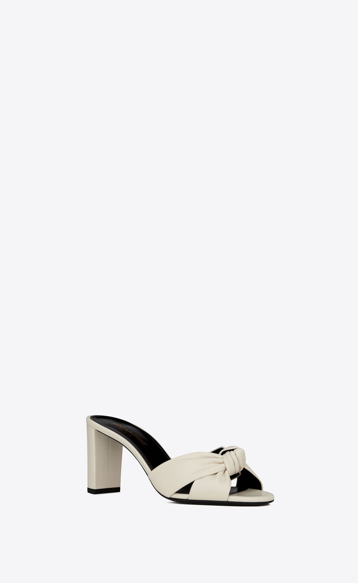 YSL Bianca Na Podpatku Mules In Smooth Kozene Pearl | 75482-EJBR