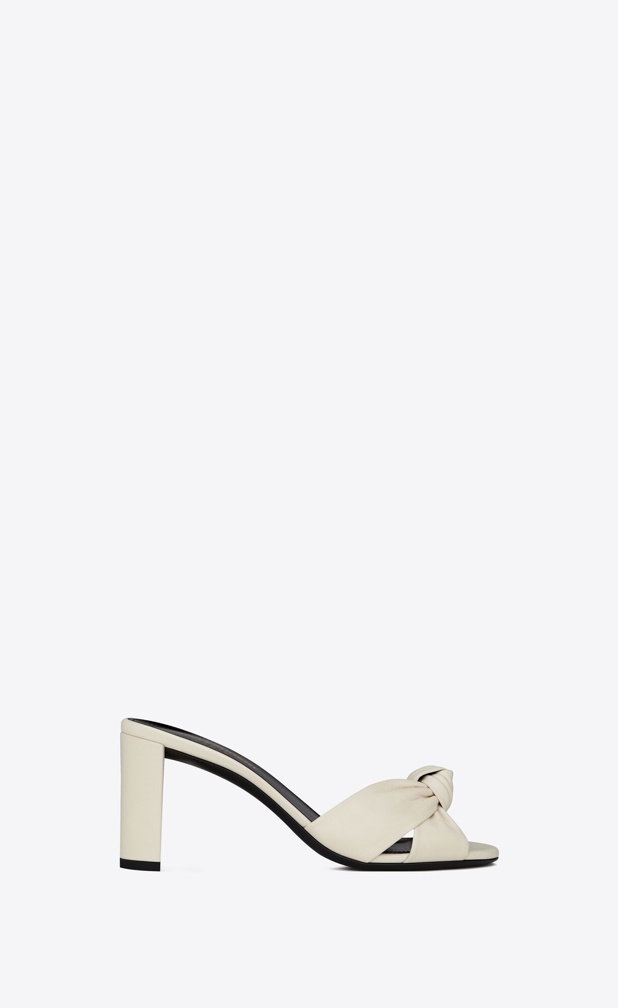 YSL Bianca Na Podpatku Mules In Smooth Kozene Pearl | 75482-EJBR