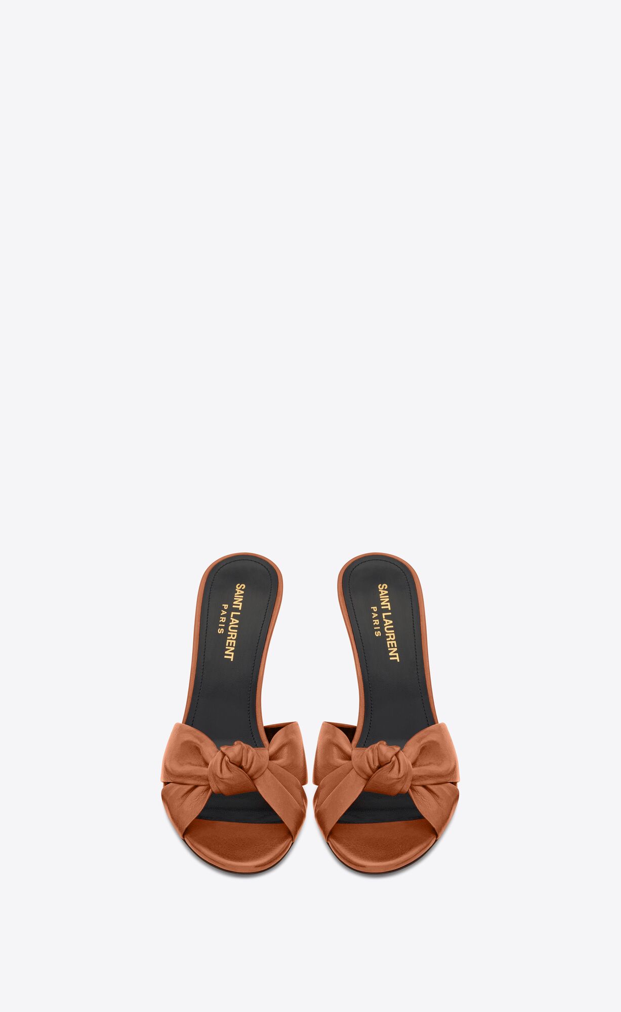 YSL Bianca Na Podpatku Mules In Smooth Kozene Toffee | 95640-CYXJ