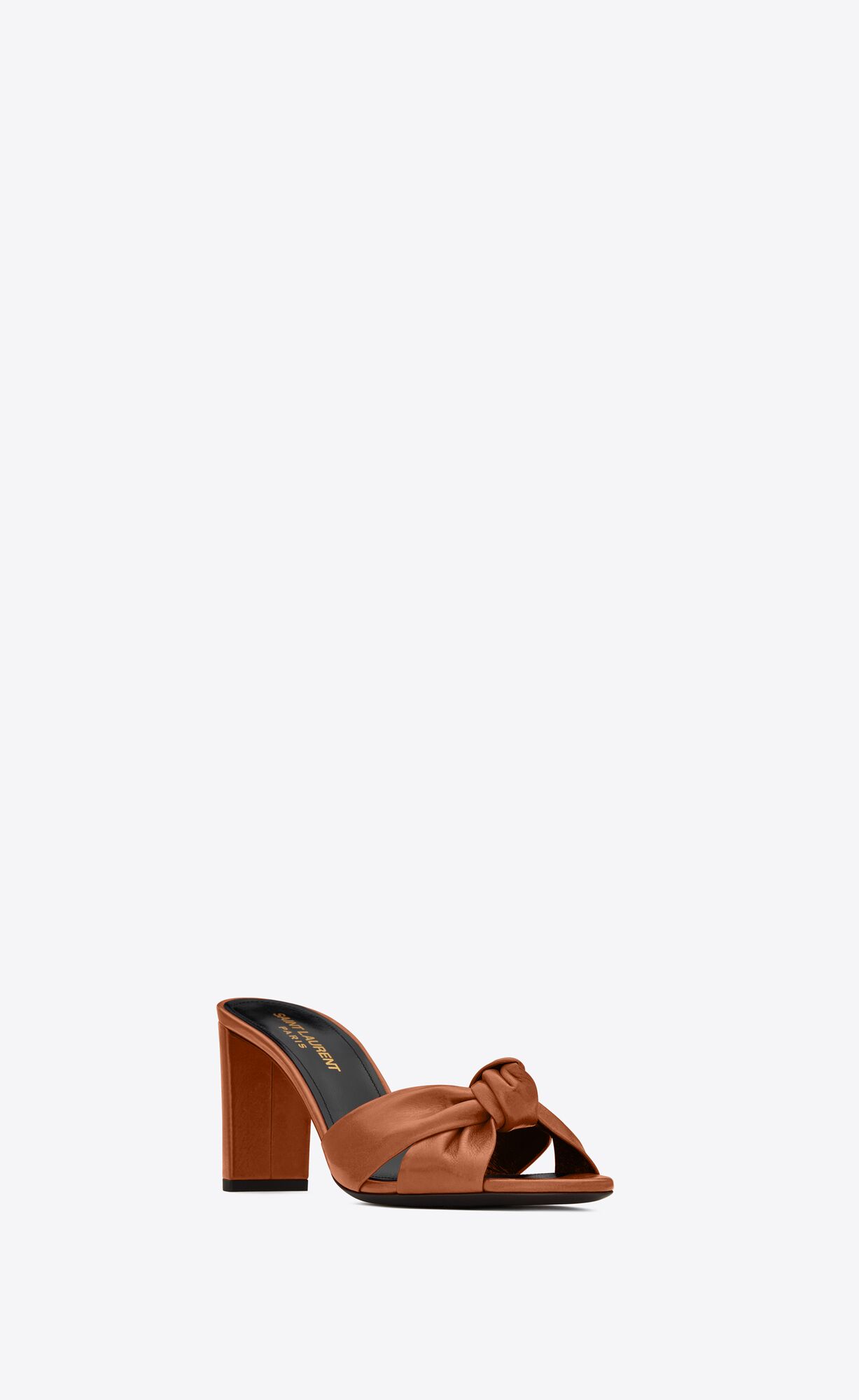 YSL Bianca Na Podpatku Mules In Smooth Kozene Toffee | 95640-CYXJ