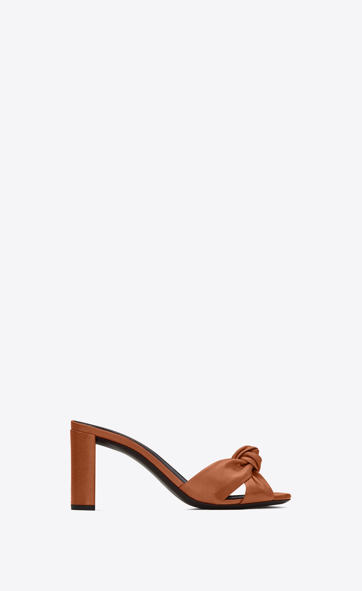 YSL Bianca Na Podpatku Mules In Smooth Kozene Toffee | 95640-CYXJ