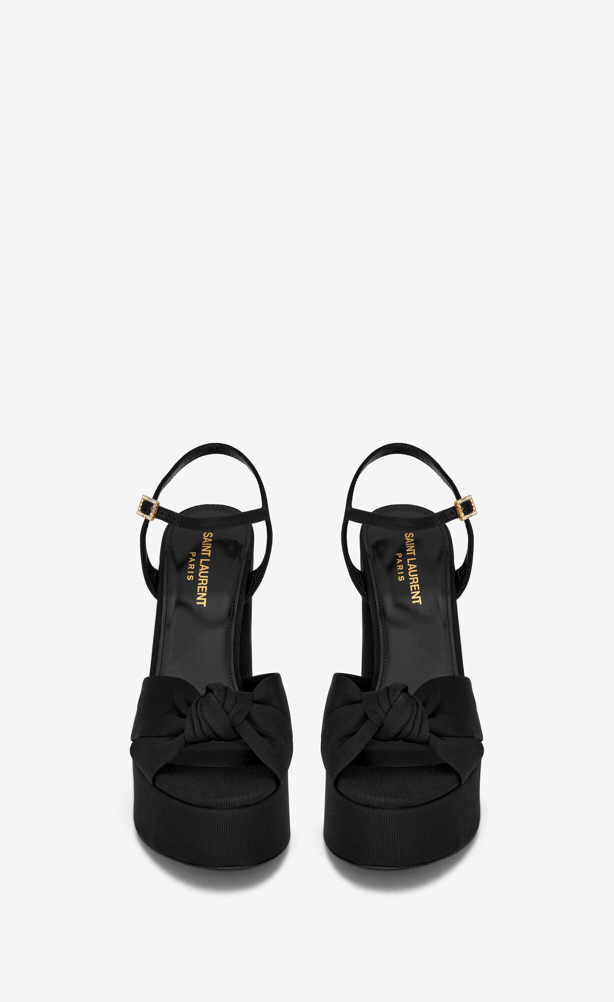 YSL Bianca Platforme Sandals In Ottoman Fabric Čierne | 36042-LMFS