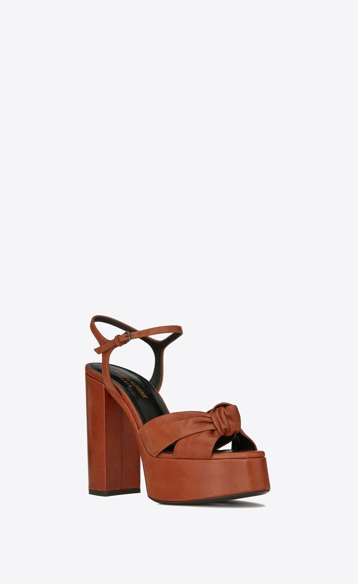 YSL Bianca Platforme Sandals In Smooth Kozene Toffee | 59286-KUVS