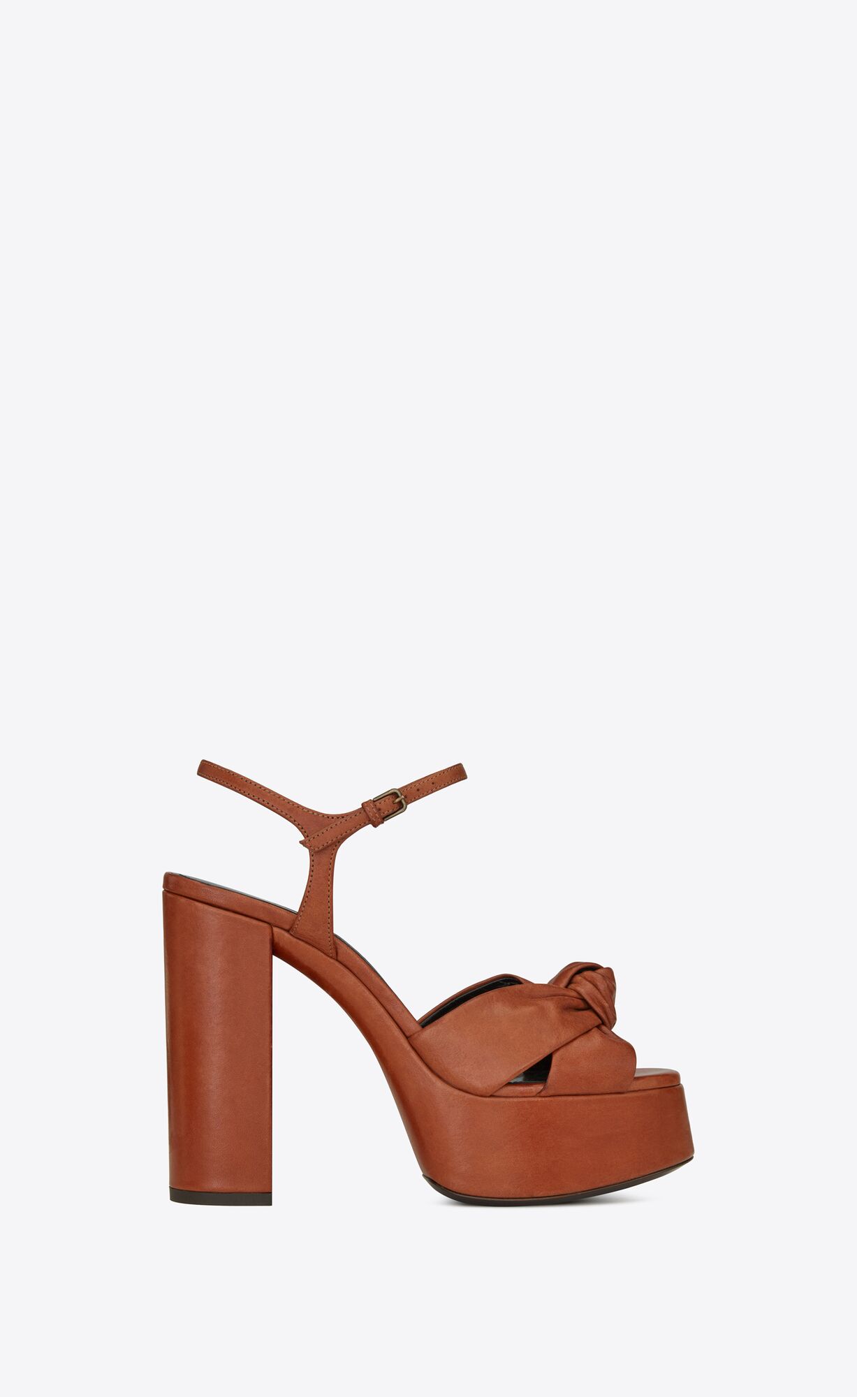 YSL Bianca Platforme Sandals In Smooth Kozene Toffee | 59286-KUVS