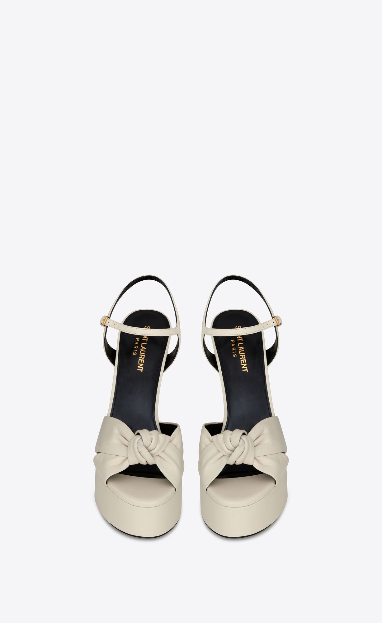 YSL Bianca Platforme Sandals In Smooth Kozene Pearl | 69524-ATNK