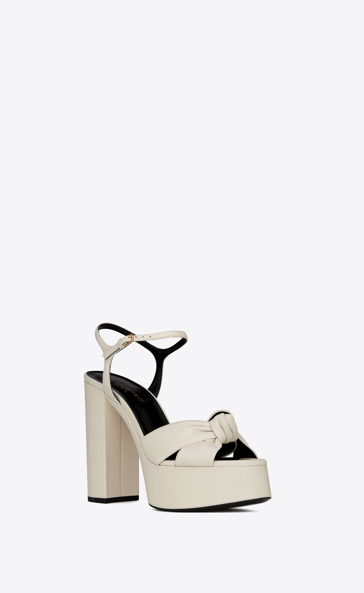 YSL Bianca Platforme Sandals In Smooth Kozene Pearl | 69524-ATNK