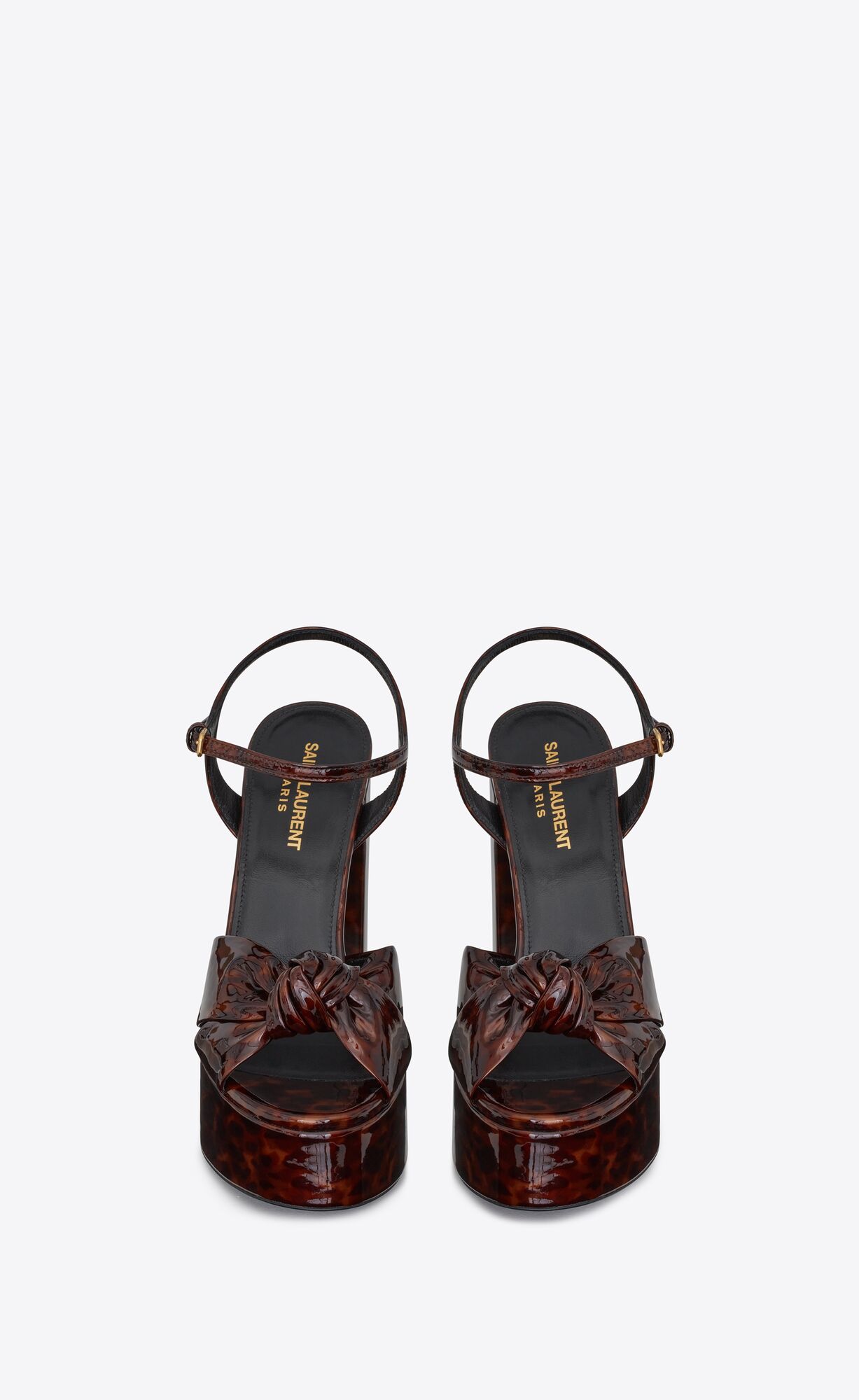 YSL Bianca Platforme Sandals In Tortoiseshell Lakovane Kozene Naturel | 04358-TYJM