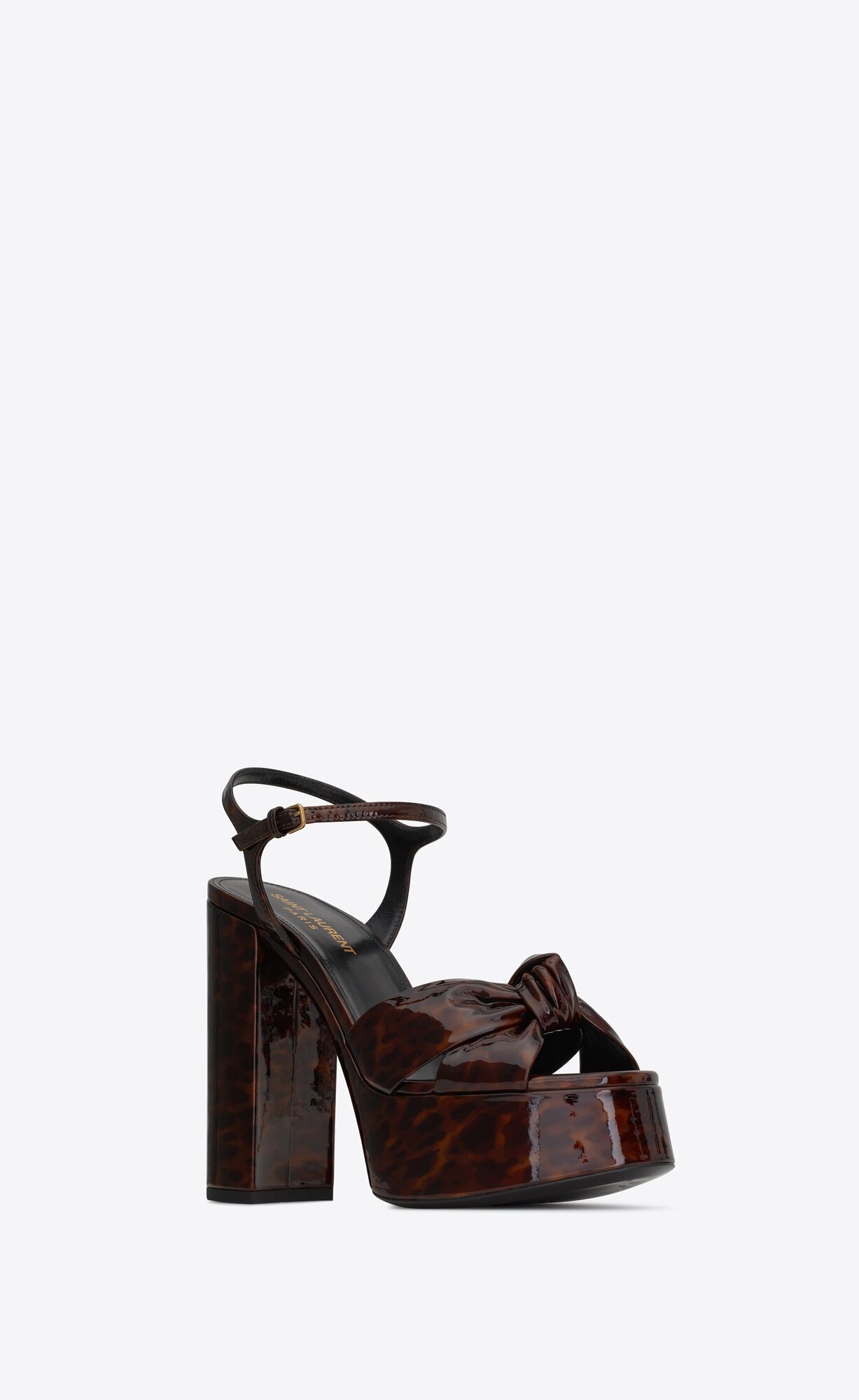 YSL Bianca Platforme Sandals In Tortoiseshell Lakovane Kozene Naturel | 04358-TYJM