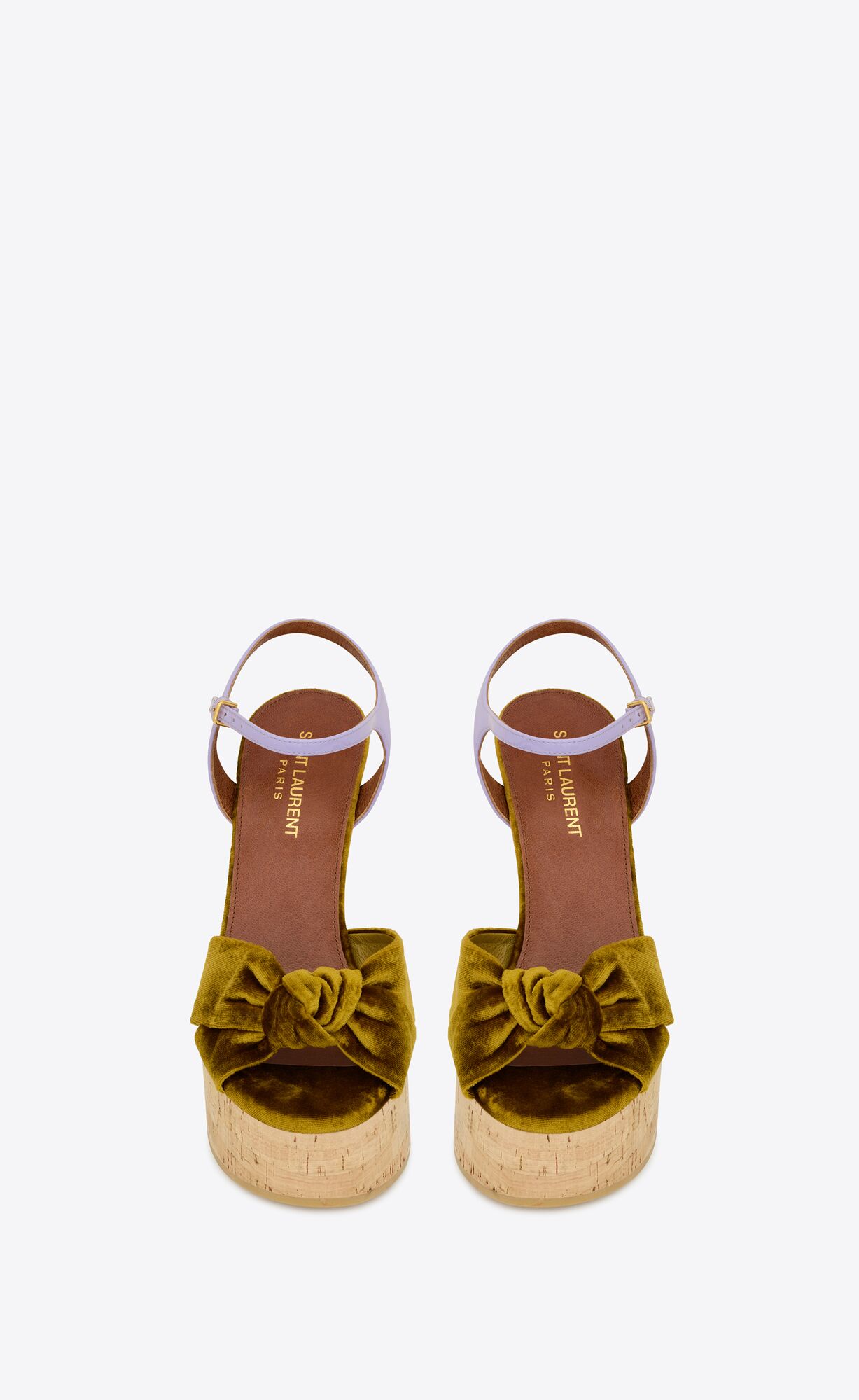 YSL Bianca Platforme Sandals In Velvet And Smooth Kozene Zlate | 19368-YZRD