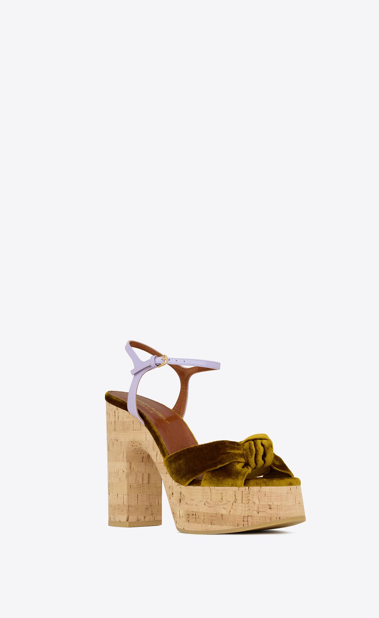 YSL Bianca Platforme Sandals In Velvet And Smooth Kozene Zlate | 19368-YZRD