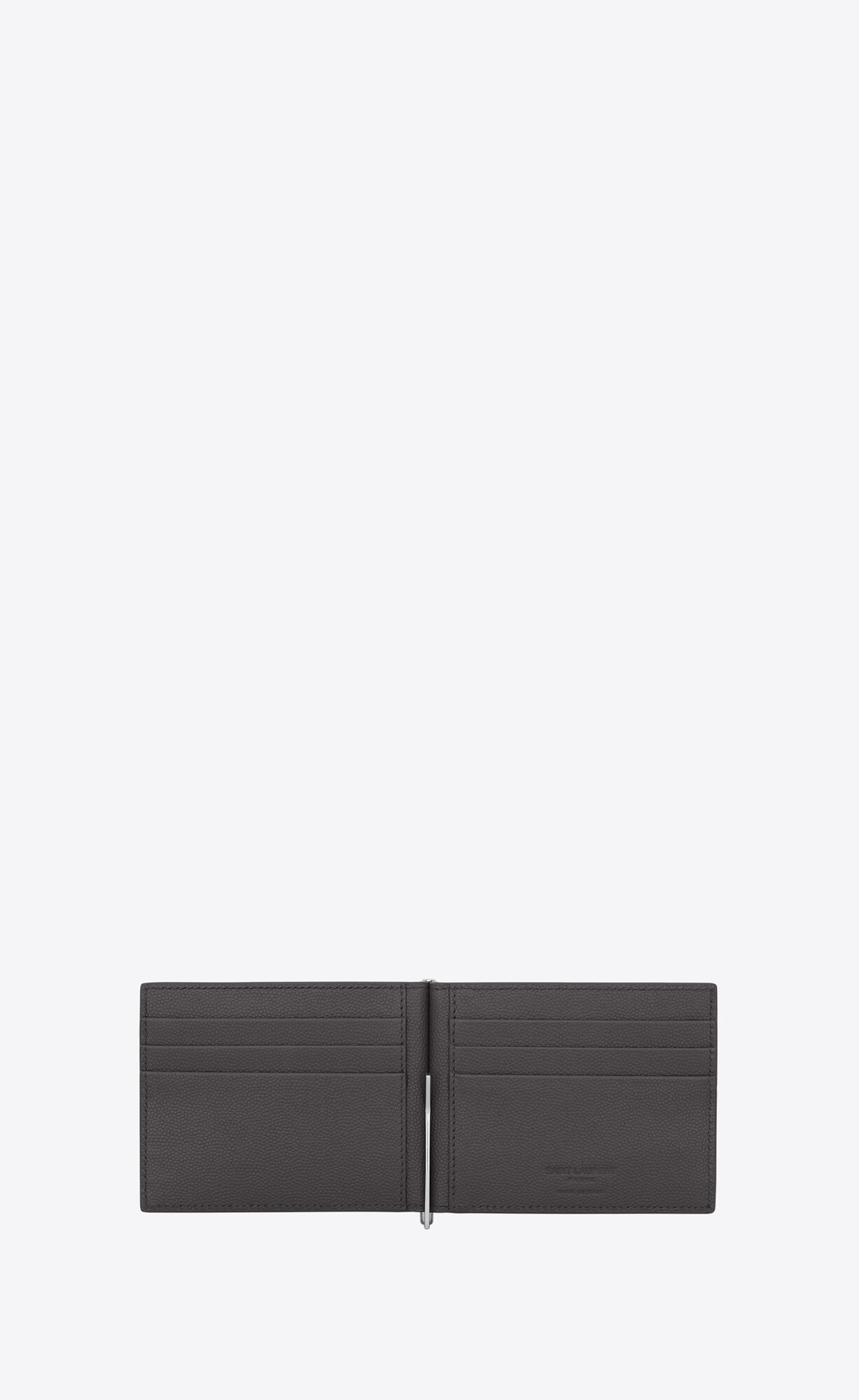 YSL Bill Clip Wallet In Grain De Poudre-embossed Kozene Storm | 51364-RKFN