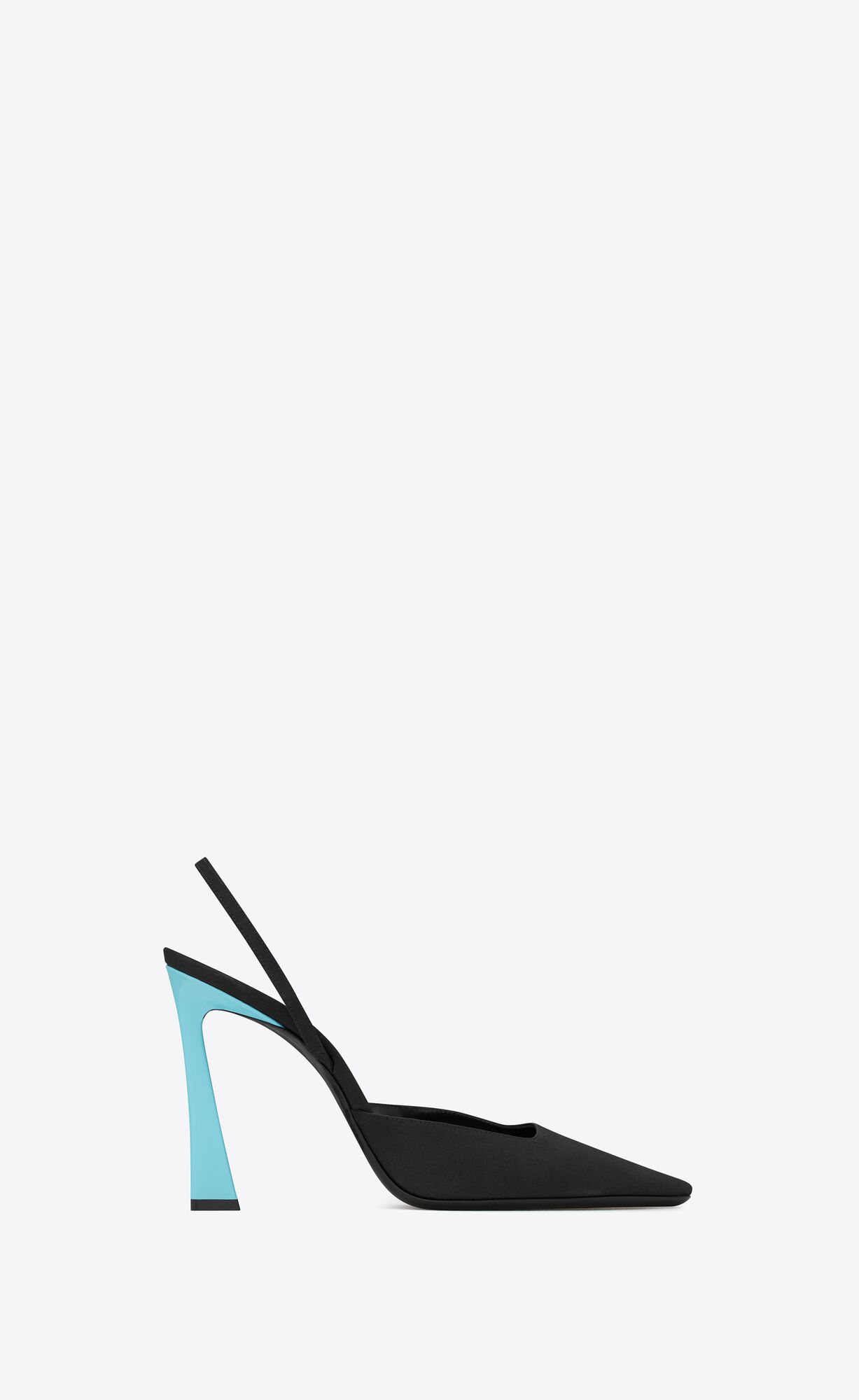 YSL Blade Slingback Pumps In Shantung And Lakovane Kozene Noir Et Celeste | 39178-KFLN