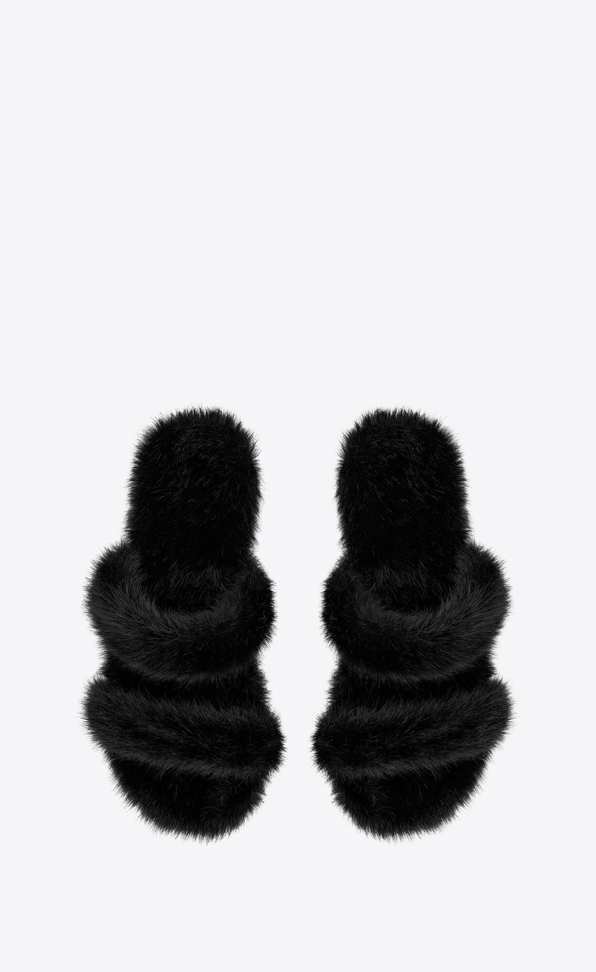 YSL Bleach Mules In Animal-free Fur Noir | 41987-ZNST