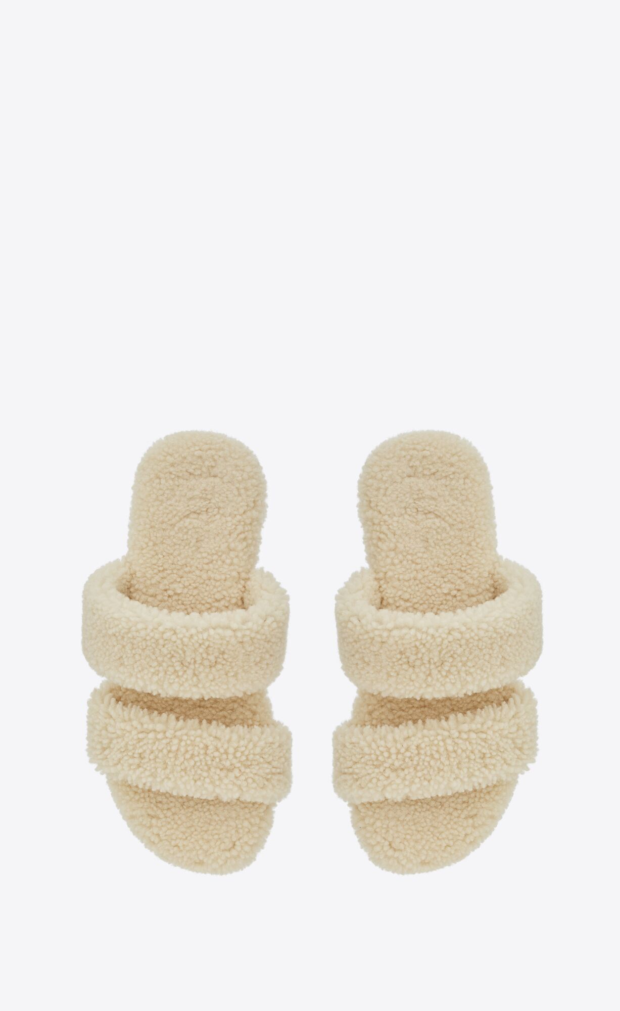 YSL Bleach Mules In Shearling Krém | 06143-BIQJ