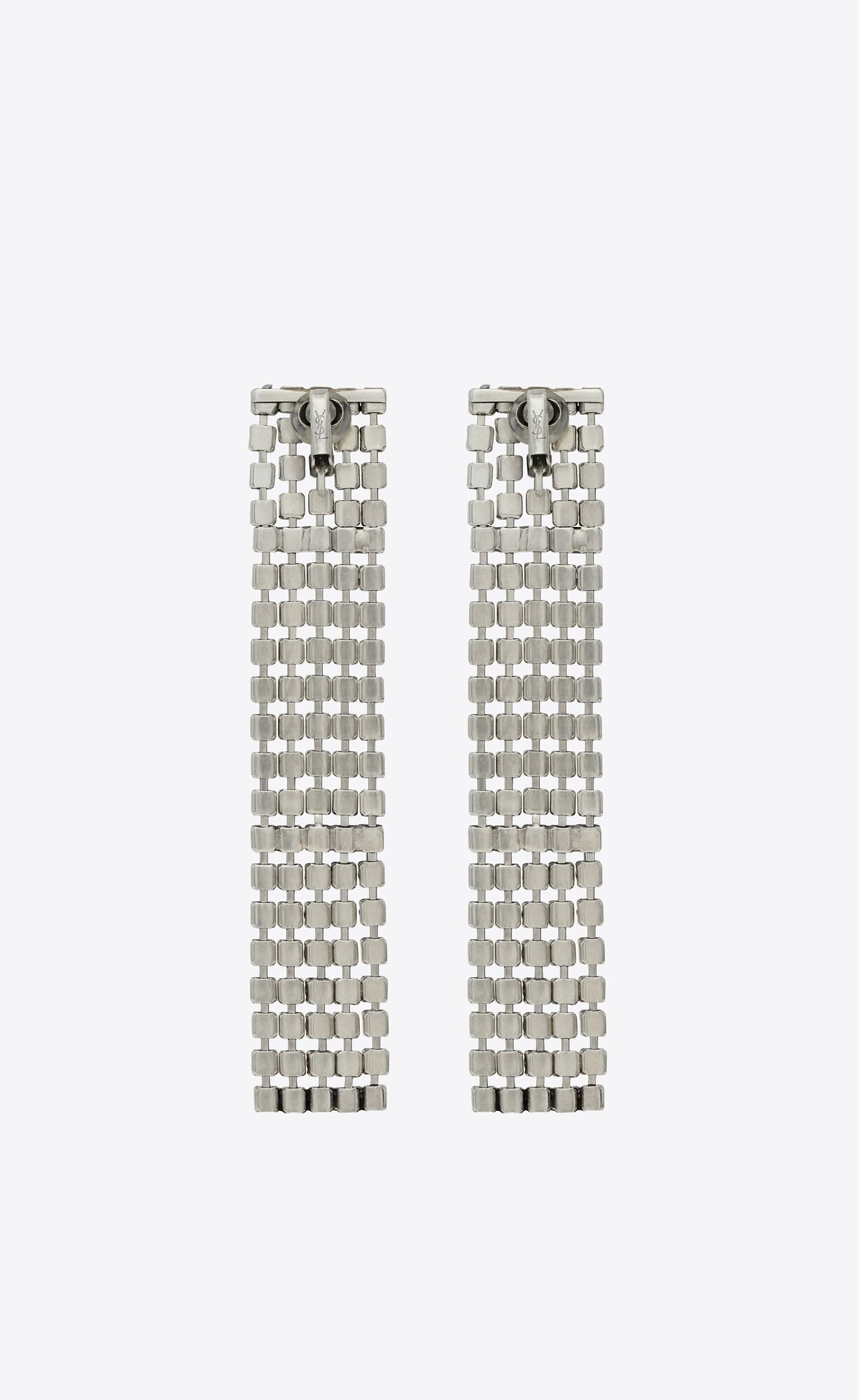 YSL Bulky Rhinestone Earrings In Metal Strieborne | 19537-AKCI