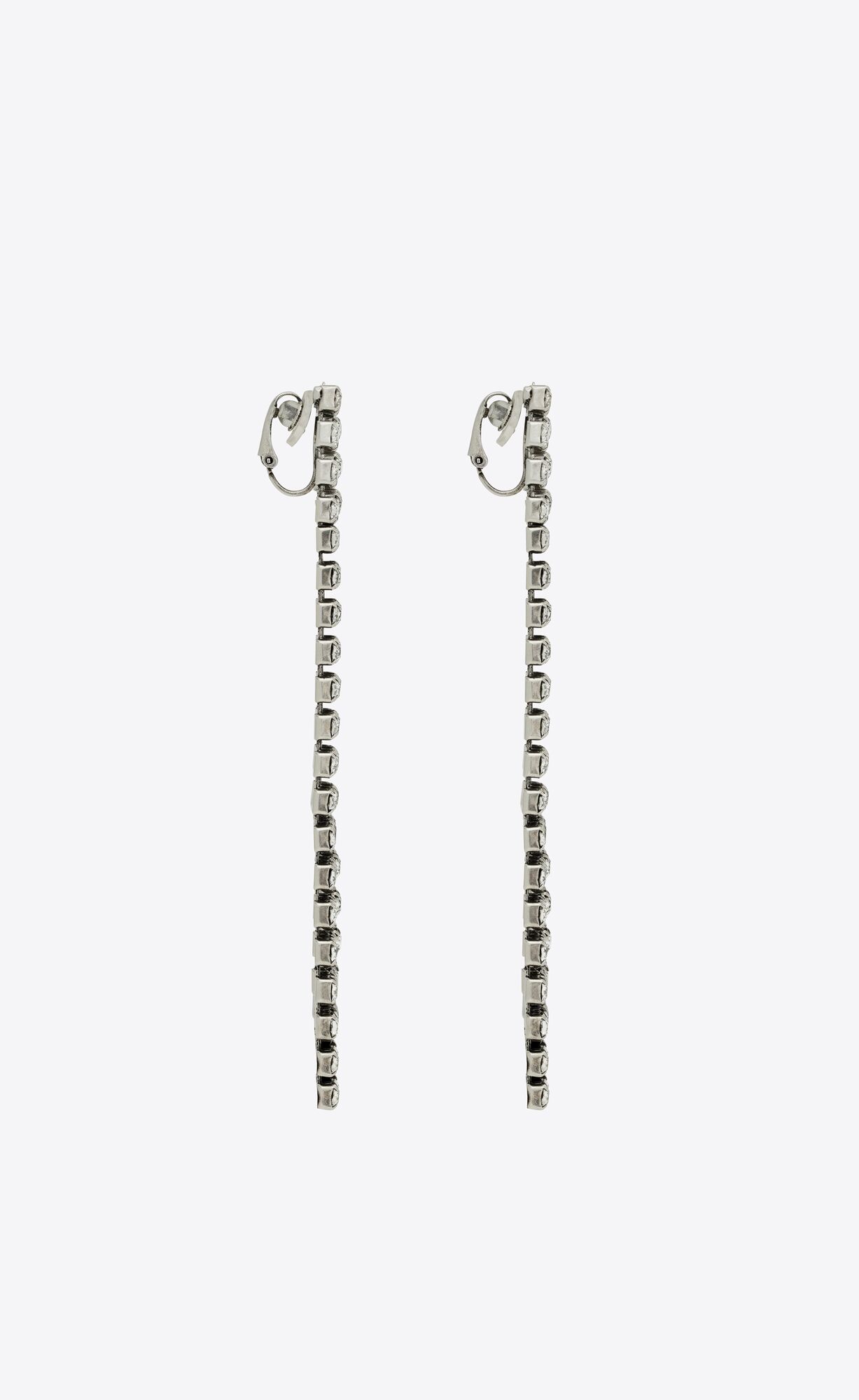 YSL Bulky Rhinestone Earrings In Metal Strieborne | 19537-AKCI