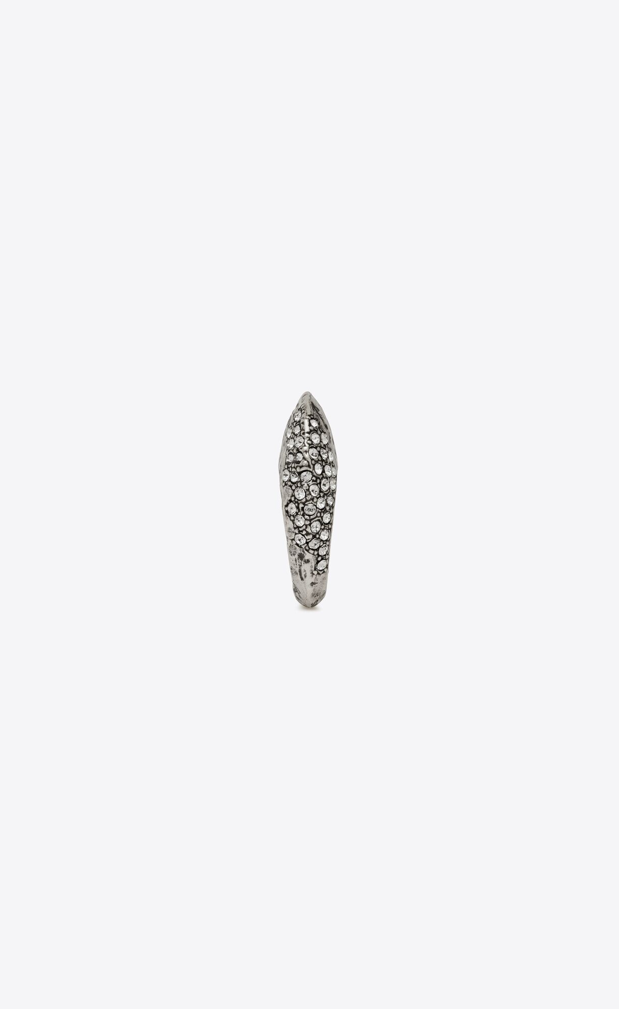 YSL Bumpy Rhinestone Ring In Metal Strieborne | 07435-SGCH