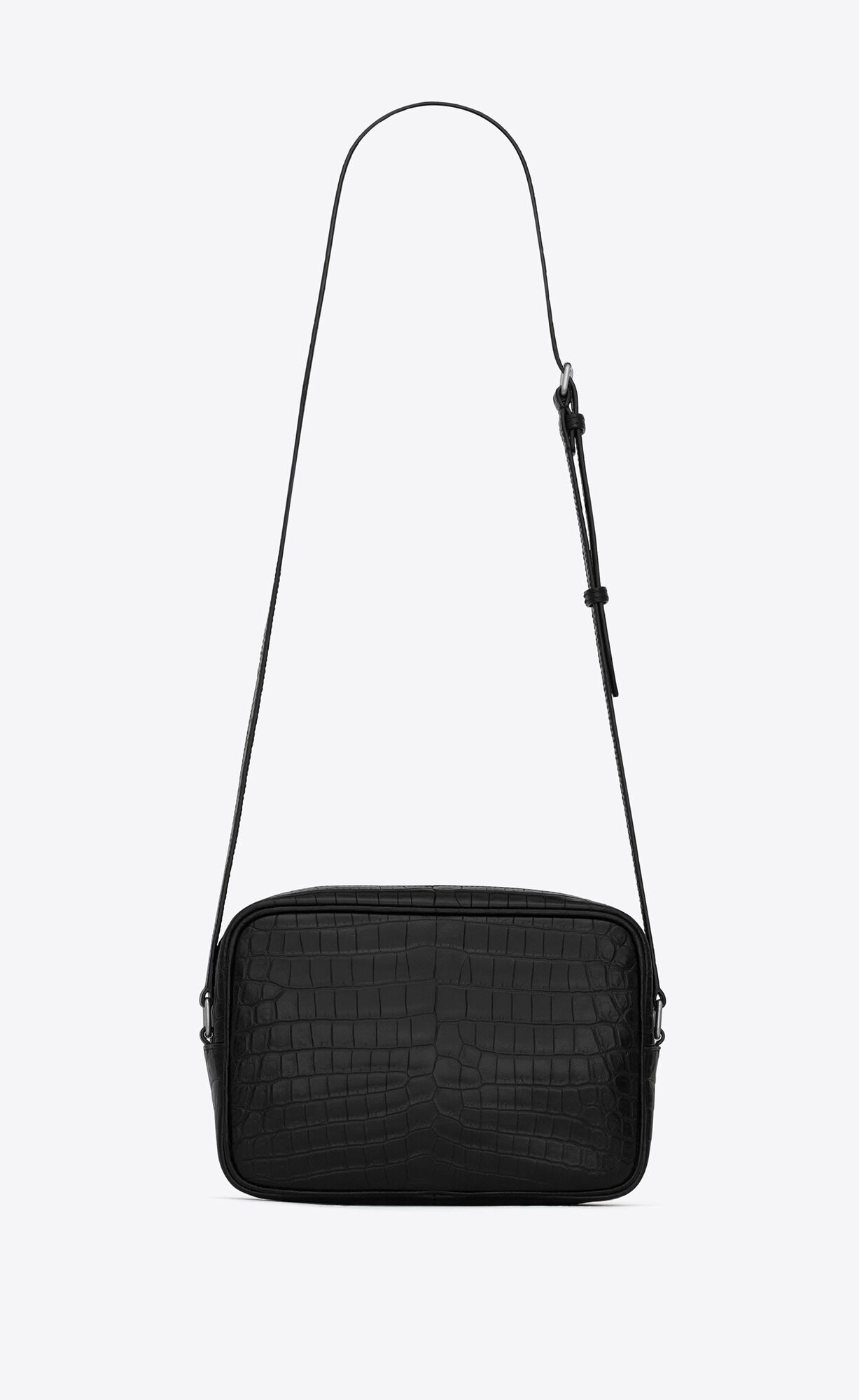 YSL Camp Camera Bag In Crocodile-embossed Kozene Čierne | 64301-BDTN