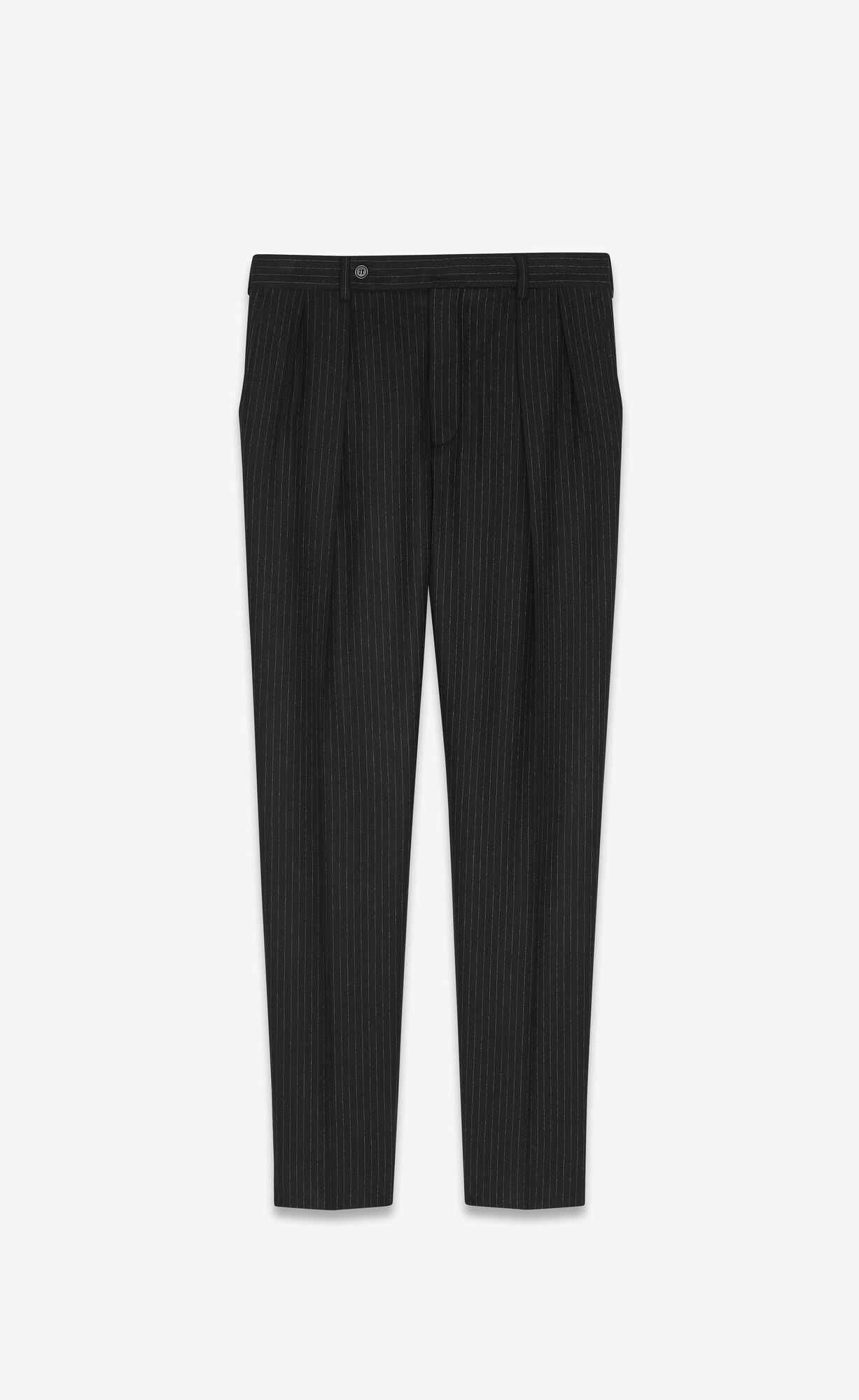 YSL Carrot-fit Pants In Pinstripe Vlna Noir Craie | 84103-UGHJ