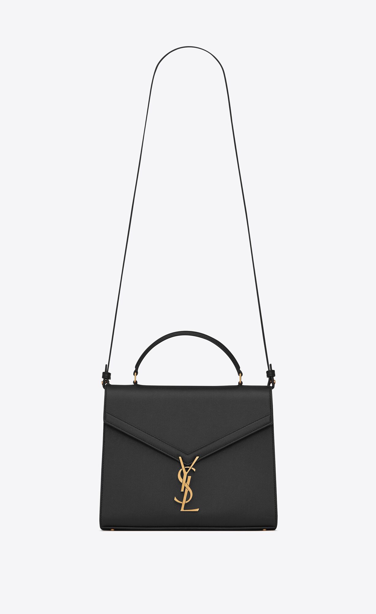 YSL Cassandra Medium Top Handle Bag In Grain De Poudre Embossed Kozene Čierne | 41678-QTRJ