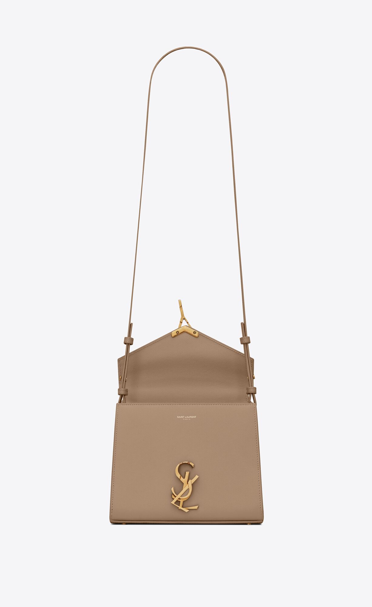 YSL Cassandra Mini In Grain De Poudre Embossed Kozene Hnede | 02584-IBLC