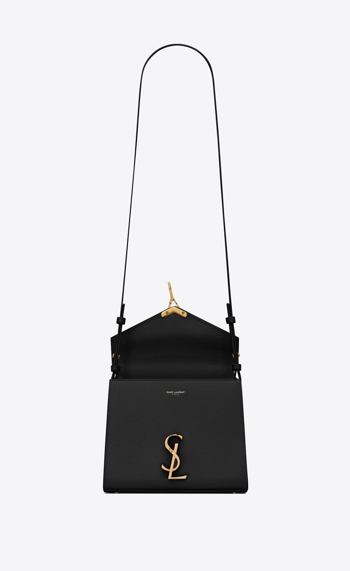 YSL Cassandra Mini Top Handle Bag In Grain De Poudre Embossed Kozene Čierne | 16420-XDIC