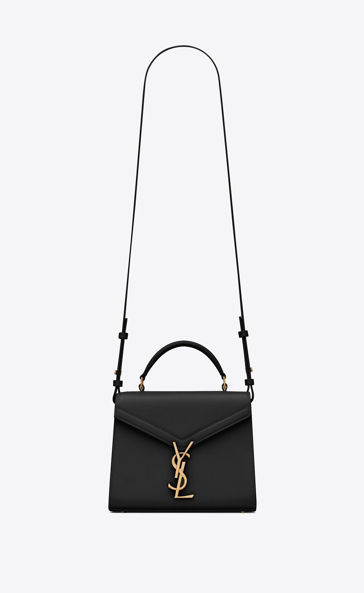 YSL Cassandra Mini Top Handle Bag In Grain De Poudre Embossed Kozene Čierne | 16420-XDIC