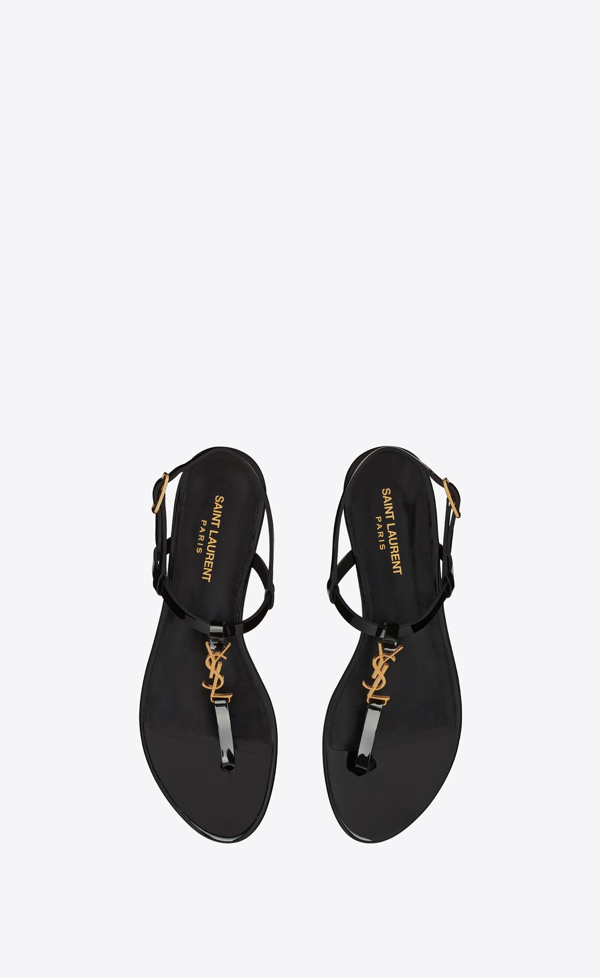 YSL Cassandra Sandals In Lakovane Kozene Čierne | 14382-IDWQ