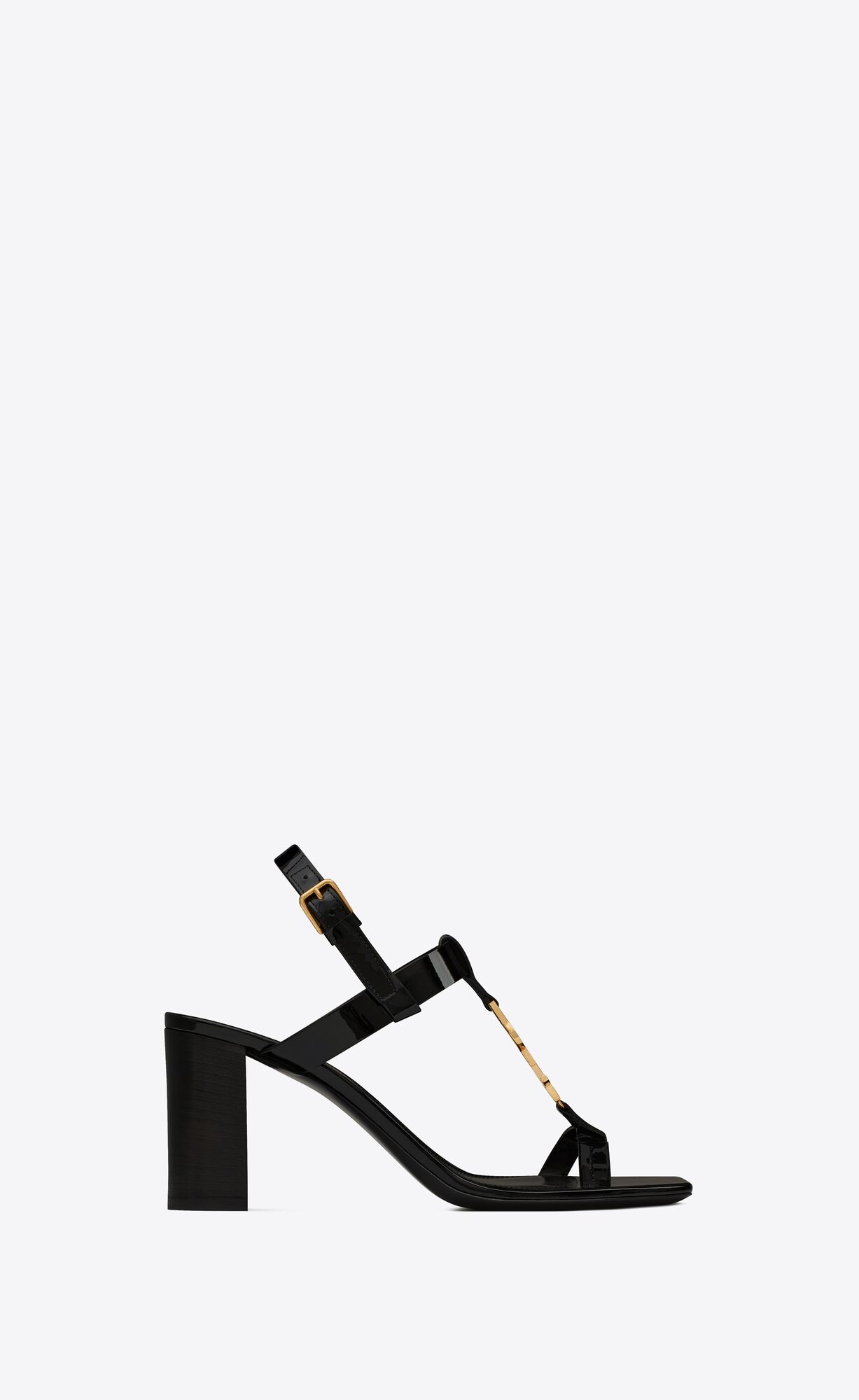 YSL Cassandra Sandals In Lakovane Kozene Čierne | 29876-BYTA