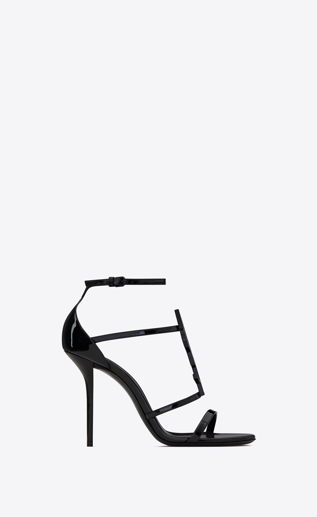 YSL Cassandra Sandals In Lakovane Kozene Čierne | 65038-GBKC