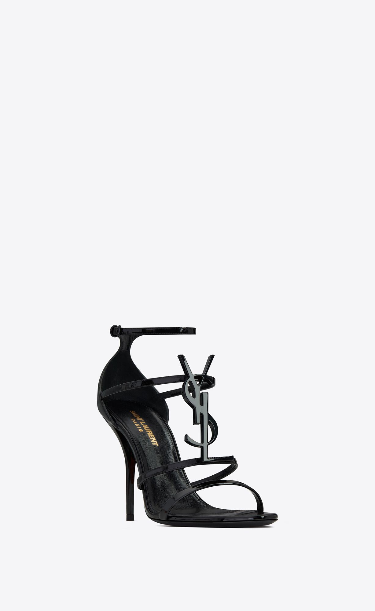 YSL Cassandra Sandals In Lakovane Kozene Čierne | 65038-GBKC