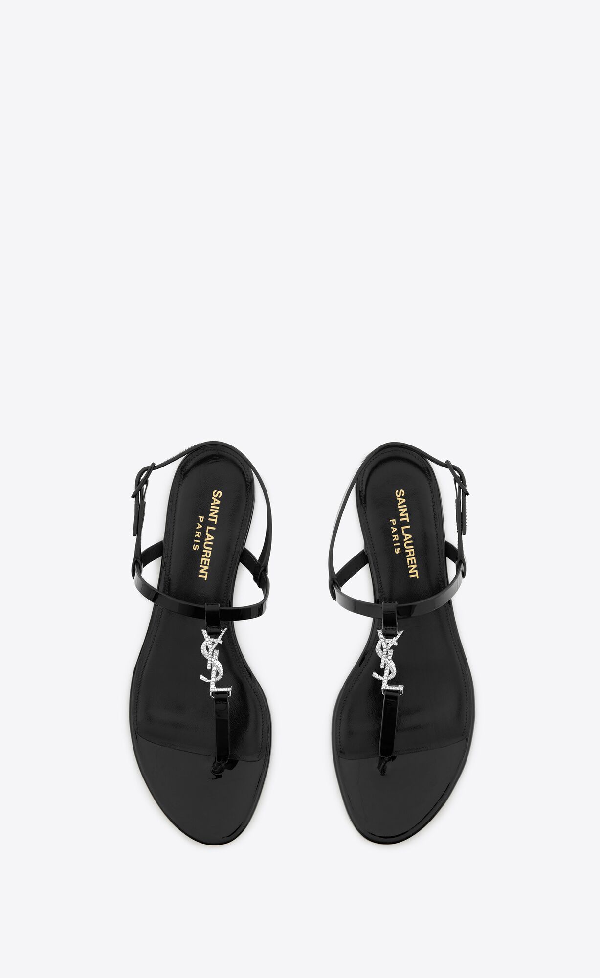 YSL Cassandra Sandals In Lakovane Kozene Čierne | 67495-SQIN