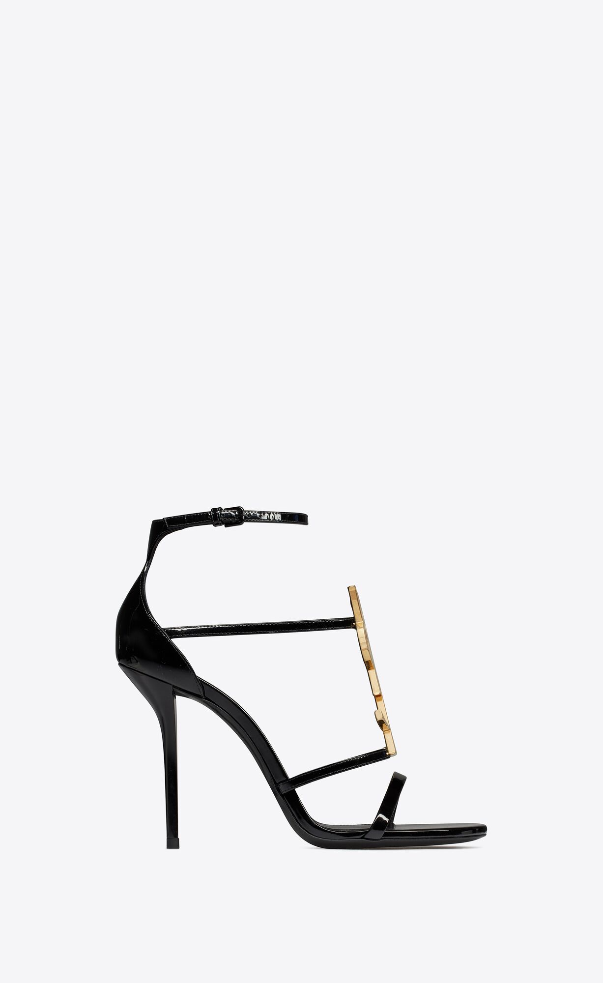 YSL Cassandra Sandals In Lakovane Kozene Noir | 82601-UWDO